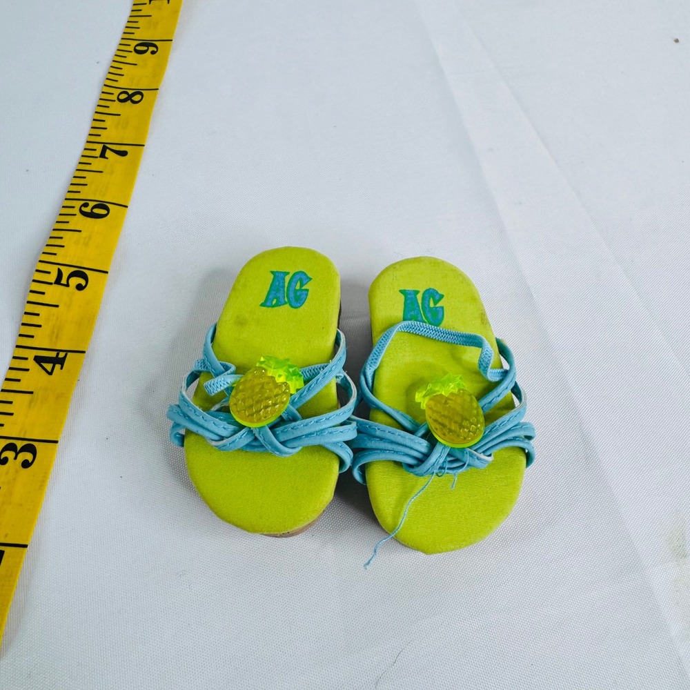 American Girl AG Doll Sandals Lime Green Blue Straps Pineapple‎ Accent K